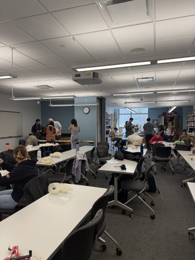 Students participating in wool lab!