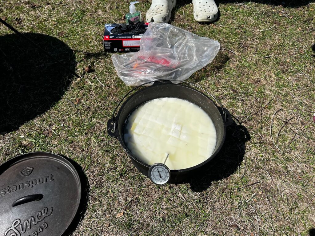 The cut-up cheese curds for mozzarella 